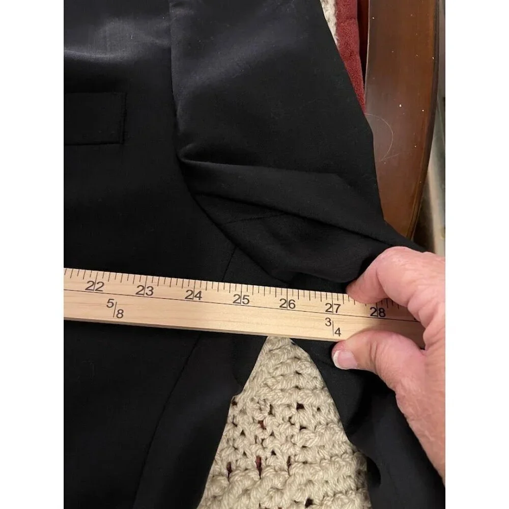 Jeffrey Banks Men's Black Pure Wool Blazer Jacket 3-Button Classic Fit Made In C